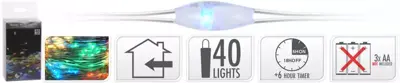 Kerstverlichting LED zilverdraad 40 lampjes 2m, multicolor - afbeelding 1