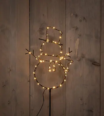 Kerstverlichting zwarte sneeuwpop op steker 56LED classic - afbeelding 1