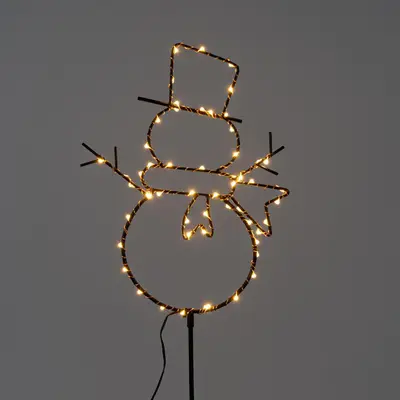 Kerstverlichting zwarte sneeuwpop op steker 56LED classic - afbeelding 2