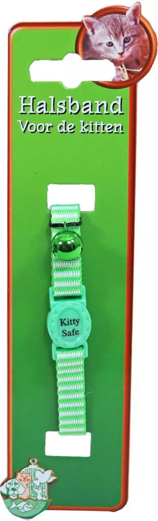 Kittenhalsband polyester gestreept, groen