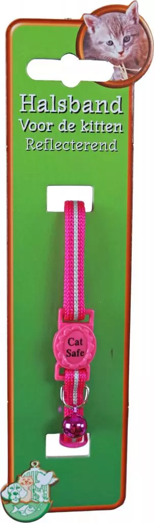 Kittenhalsband polyester neon, roze reflecterend - afbeelding 1