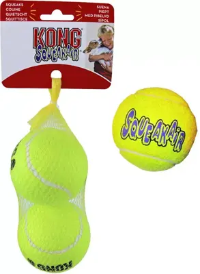 Kong hond Squeakair met piep large, net à 2 tennisballen (Ø 7,5 cm) - afbeelding 2