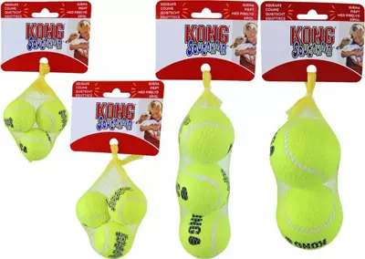 Kong hond Squeakair met piep X-small, net à 3 tennisballen (Ø 4 cm) - afbeelding 2