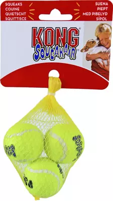 Kong hond Squeakair met piep X-small, net à 3 tennisballen (Ø 4 cm) - afbeelding 1