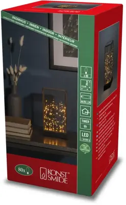 Konstsmide LED glazen lantaarn 80 lampjes 11 x 20 cm, amberkleurig - afbeelding 4