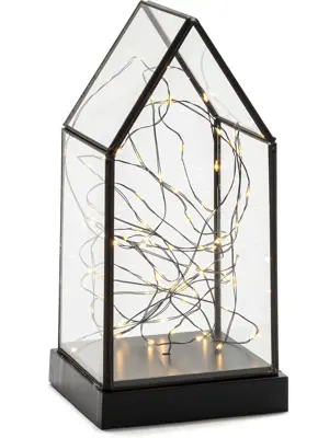 Konstsmide LED glazen lantaarn huis 80 lampjes 11 x 24,5 cm, amberkleurig - afbeelding 1