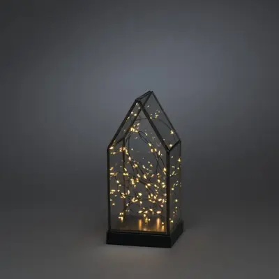 Konstsmide LED glazen lantaarn huis 80 lampjes 11 x 24,5 cm, amberkleurig - afbeelding 2
