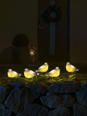 Konstsmide LED kerstfiguren acryl 5 koolmeesjes 16 x 10cm - afbeelding 4