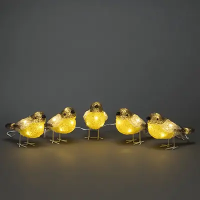 Konstsmide LED kerstfiguren acryl 5 koolmeesjes 16 x 10cm - afbeelding 3