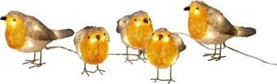 Konstsmide LED kerstfiguren acryl 5 roodborstjes 17 x 11cm - afbeelding 1