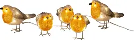 Konstsmide LED kerstfiguren acryl 5 roodborstjes 17 x 11cm - afbeelding 1