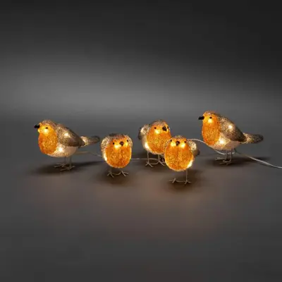 Konstsmide LED kerstfiguren acryl 5 roodborstjes 17 x 11cm - afbeelding 3