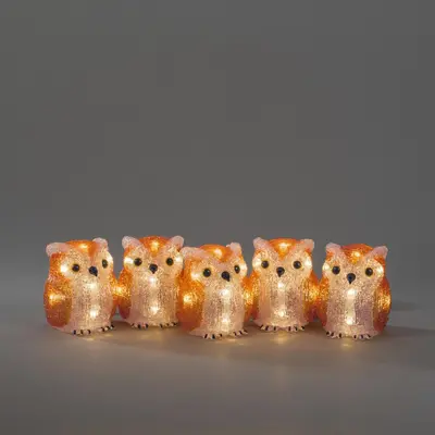 Konstsmide LED kerstfiguren acryl 5 uilen 7,5 x 10cm - afbeelding 1