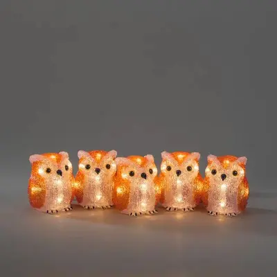 Konstsmide LED kerstfiguren acryl 5 uilen 7,5 x 10cm - afbeelding 1