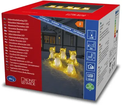 Konstsmide LED kerstfiguren acryl 5 vossen 9,5 x 12cm - afbeelding 2