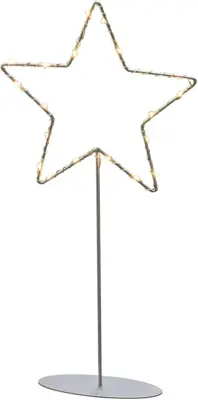 Konstsmide LED metalen ster op voet 20 lampjes zilver 40 cm, amberkleurig - afbeelding 1