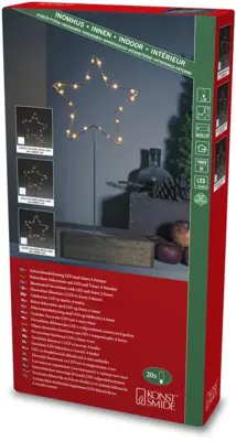 Konstsmide LED metalen ster op voet 20 lampjes zilver 40 cm, amberkleurig - afbeelding 4
