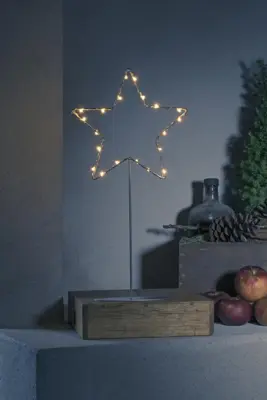 Konstsmide LED metalen ster op voet 20 lampjes zilver 40 cm, amberkleurig - afbeelding 3