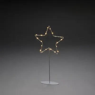 Konstsmide LED metalen ster op voet 20 lampjes zilver 40 cm, amberkleurig - afbeelding 2