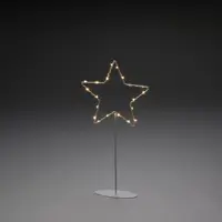 Konstsmide LED metalen ster op voet 20 lampjes zilver 40 cm, amberkleurig - afbeelding 2