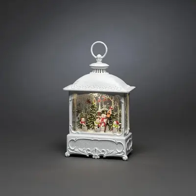 Konstsmide LED sneeuwlantaarn 4 sneeuwpopppen en vogels antiek wit 18 x 30cm - afbeelding 1