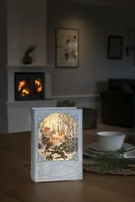 Konstsmide LED sneeuwlantaarn boek goudvinken wit 13,5 x 19,3cm - afbeelding 5