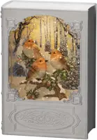 Konstsmide LED sneeuwlantaarn boek goudvinken wit 13,5 x 19,3cm - afbeelding 1