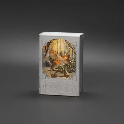 Konstsmide LED sneeuwlantaarn boek goudvinken wit 13,5 x 19,3cm - afbeelding 3