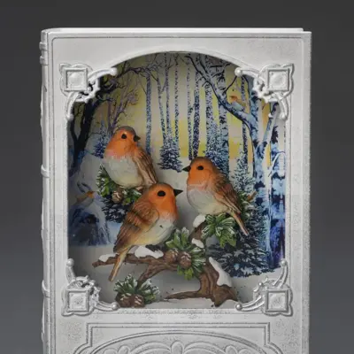 Konstsmide LED sneeuwlantaarn boek goudvinken wit 13,5 x 19,3cm - afbeelding 4