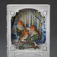 Konstsmide LED sneeuwlantaarn boek goudvinken wit 13,5 x 19,3cm - afbeelding 4