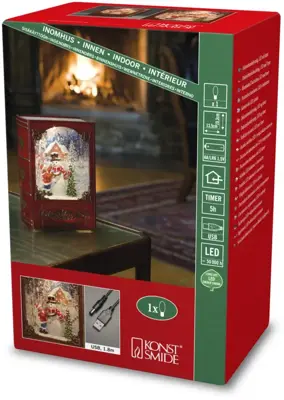 Konstsmide LED sneeuwlantaarn boek sneeuwpop 7 x 19 cm, warm wit - afbeelding 2