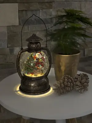 Konstsmide LED sneeuwlantaarn kerstman brons 20cm - afbeelding 3