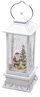 Konstsmide LED sneeuwlantaarn kerstman en hondwit Ø 10,5 x 27,5cm - afbeelding 1