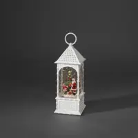 Konstsmide LED sneeuwlantaarn kerstman en kerstboom wit Ø 10,5 x 27cm - afbeelding 1