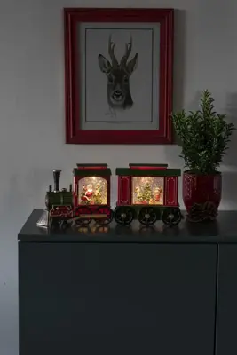 Konstsmide LED sneeuwlantaarn treinwagon kerstboom rood & groen 24 x 19,5cm - afbeelding 5