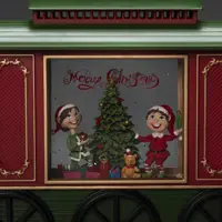 Konstsmide LED sneeuwlantaarn treinwagon kerstboom rood & groen 24 x 19,5cm - afbeelding 2