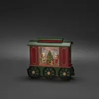 Konstsmide LED sneeuwlantaarn treinwagon kerstboom rood & groen 24 x 19,5cm - afbeelding 3