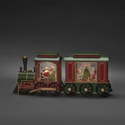 Konstsmide LED sneeuwlantaarn treinwagon kerstboom rood & groen 24 x 19,5cm - afbeelding 6