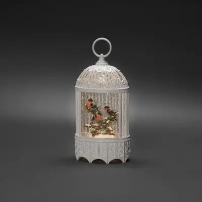 Konstsmide LED sneeuwlantaarn vogelkooi 3 goudvinkjes 13,5 x 25cm - afbeelding 3