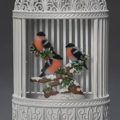 Konstsmide LED sneeuwlantaarn vogelkooi 3 goudvinkjes 13,5 x 25cm - afbeelding 4