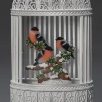 Konstsmide LED sneeuwlantaarn vogelkooi 3 goudvinkjes 13,5 x 25cm - afbeelding 4