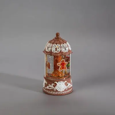 Konstsmide LED sneeuwlantaarn waterspinner peperkoek bruin Ø 11,2 x 22cm - afbeelding 1