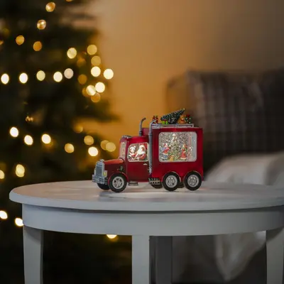 Konstsmide LED sneeuwlantaarn waterspinner truck antiek rood 28 x 21,5cm - afbeelding 2
