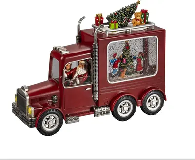 Konstsmide LED sneeuwlantaarn waterspinner truck antiek rood 28 x 21,5cm - afbeelding 4