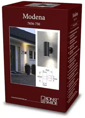 Konstsmide Modena Wandlamp Zwart h19.5cm - afbeelding 4