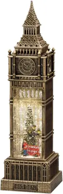 Konstsmide sneeuwlantaarn big ben h38cm brons op batterijen - afbeelding 1