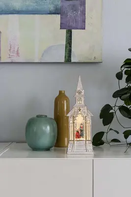Konstsmide sneeuwlantaarn kerk – 33 cm, Let it Snow! - afbeelding 2