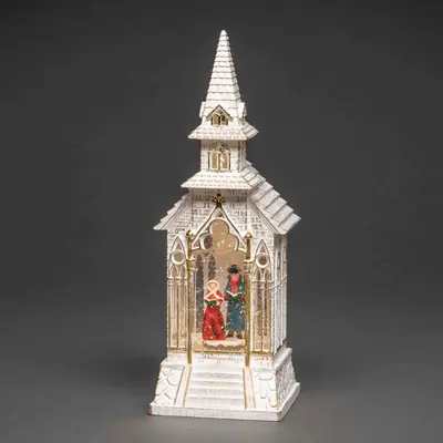 Konstsmide sneeuwlantaarn kerk – 33 cm, Let it Snow! - afbeelding 1