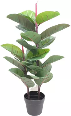 Kunstplant rubberboom 85cm groen - afbeelding 1