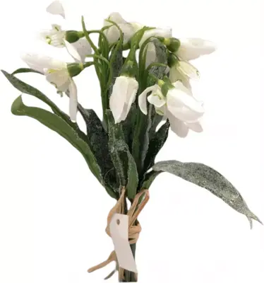 Kunstplant sneeuwklokje 15cm groen, wit - afbeelding 1